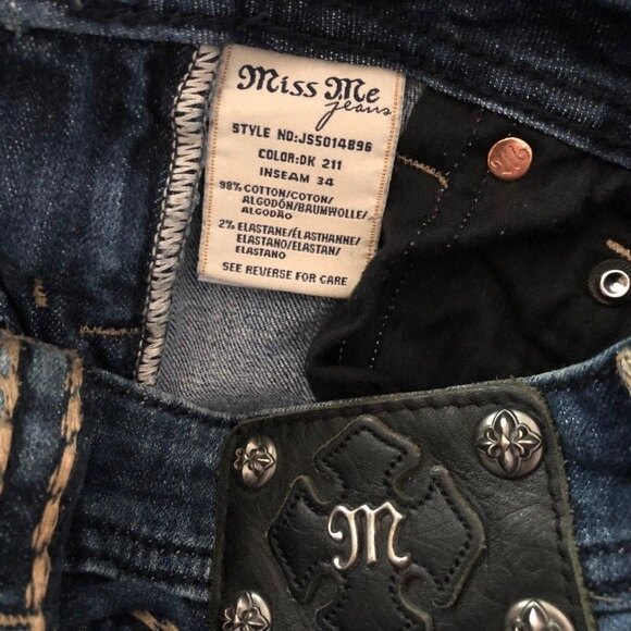 Miss Me sz 26 Thick Stitch Flap Pocket Boot Cut Jeans - Picture 7 of 11